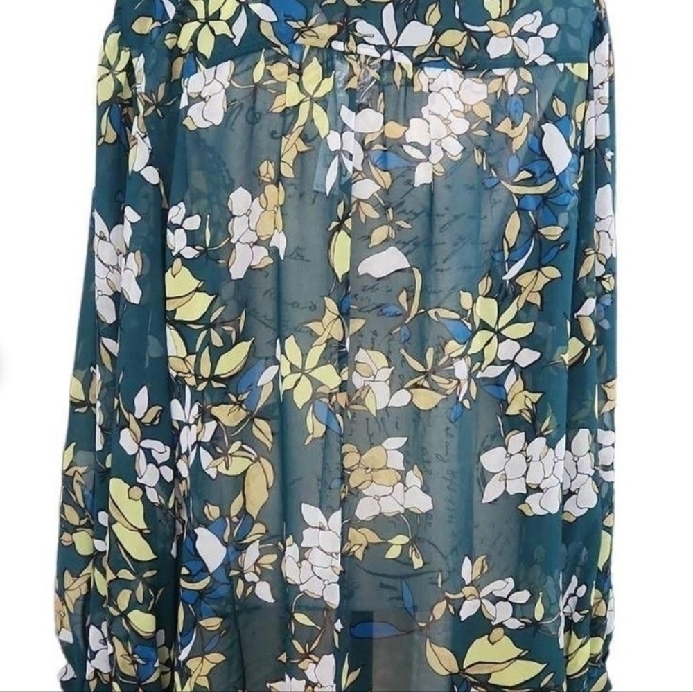Floral Sheer Blouse Green - Picture 2 of 5